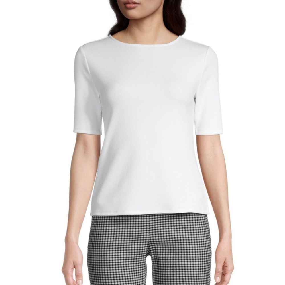 NWT Worthington Womens Boat Neck Elbow Sleeve Twist Back Top